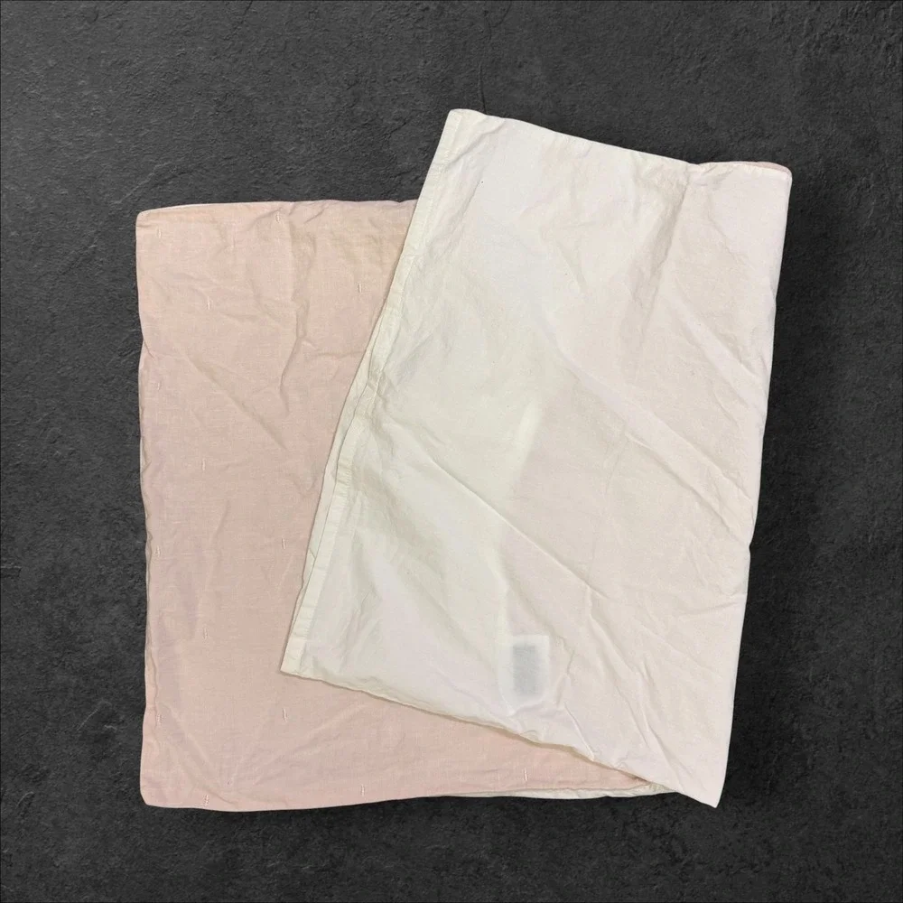 MM Linen Washed Linen King Cotton Duvet  Cover 1 Sham Blush Pink White
